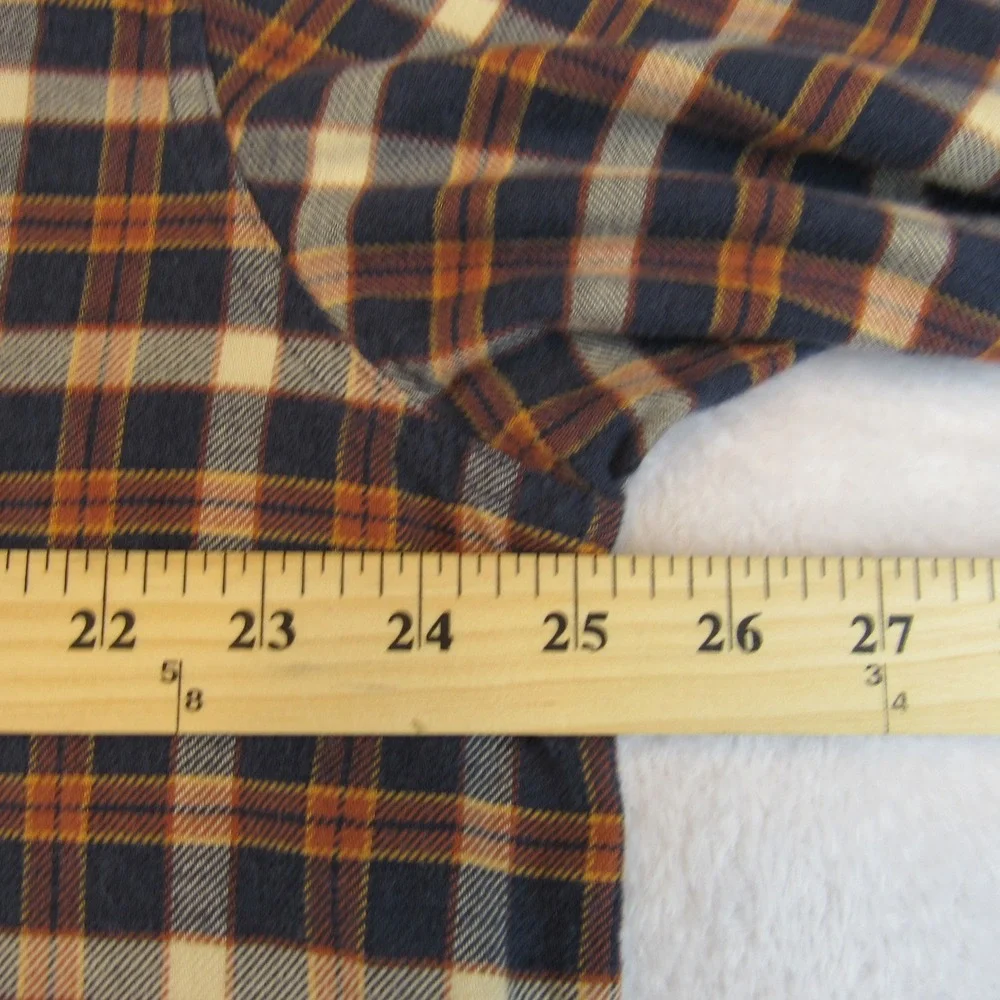 Patagonia Flannel Shirt Mens XL Blue Orange Plaid Excellent Organic Cotton L/S